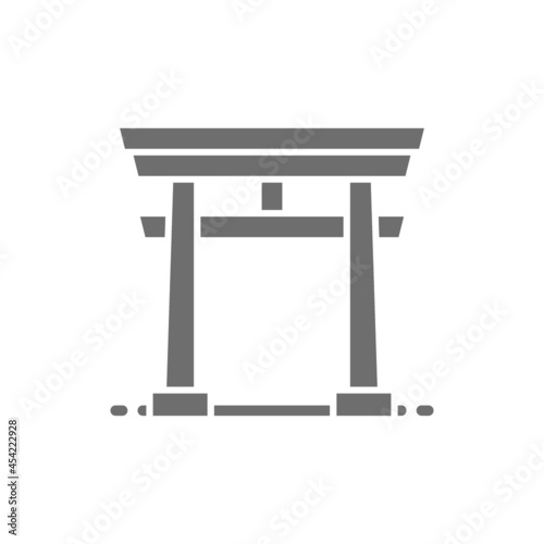 Japanese Torii gate grey icon. Isolated on white background