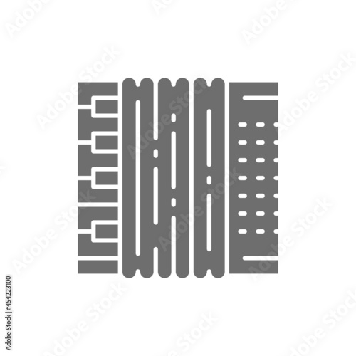 Accordion, bayan grey icon. Isolated on white background