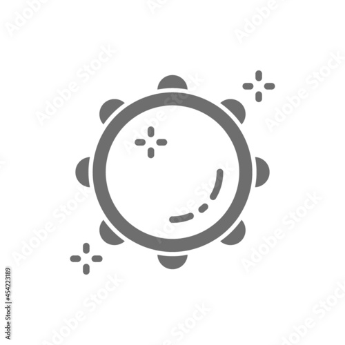 Tambourine, timbrel, tabour grey icon. Isolated on white background