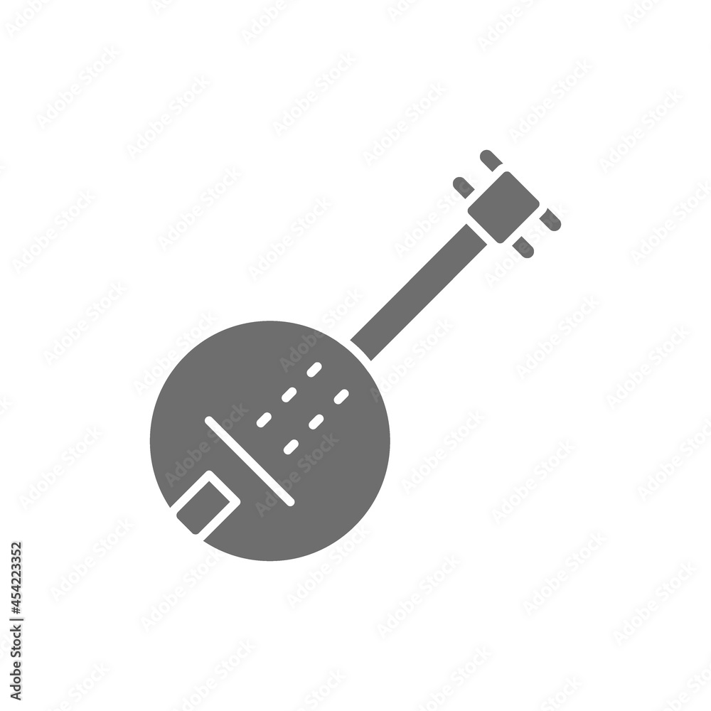 Banjo, guitar grey icon. Isolated on white background Banjo, guitar grey icon. Isolated on white background