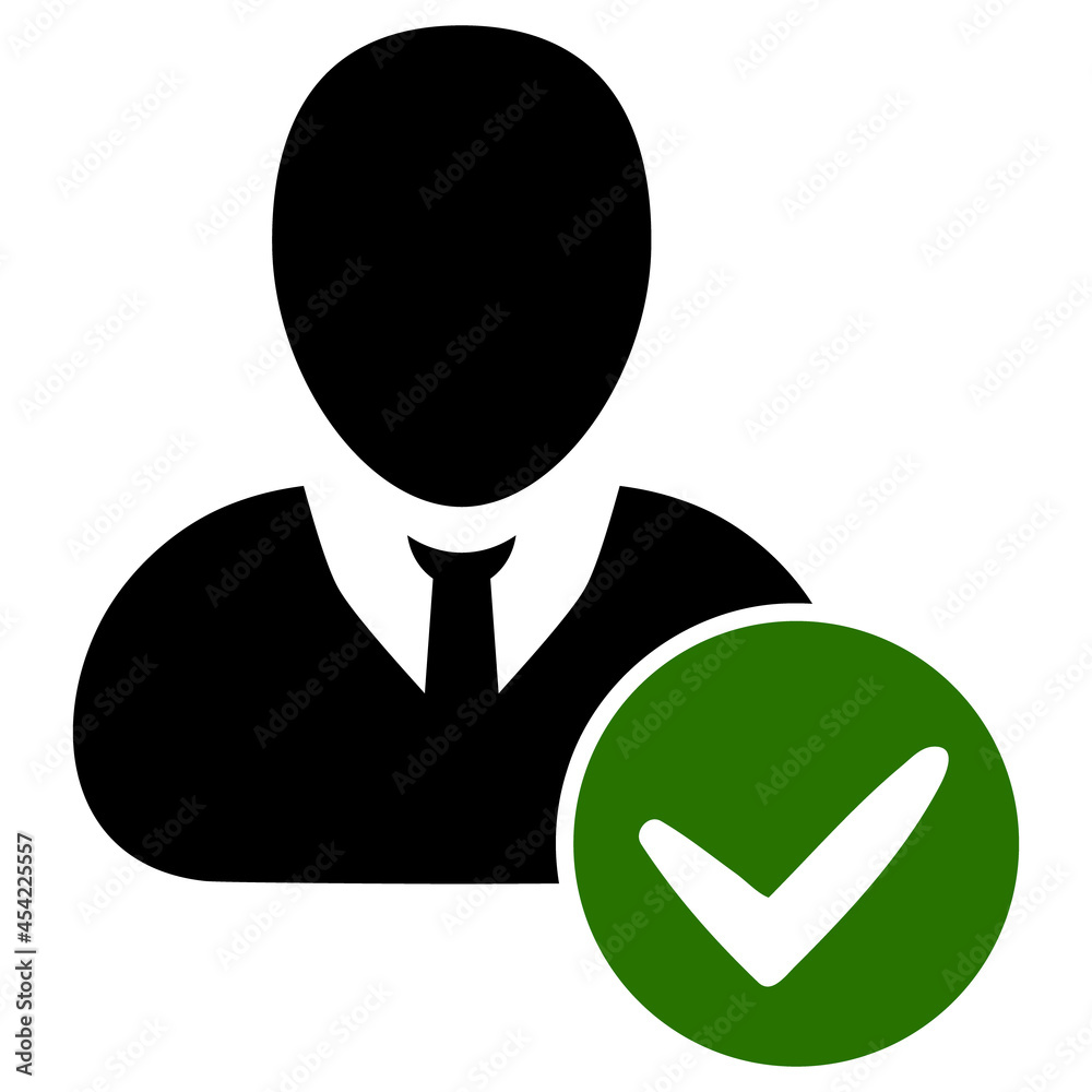 Valid user icon with flat style. Isolated vector valid user icon image, simple style. Valid user icon with flat style. Isolated vector valid user icon image, simple style.
