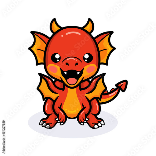 Cute red little dragon cartoon