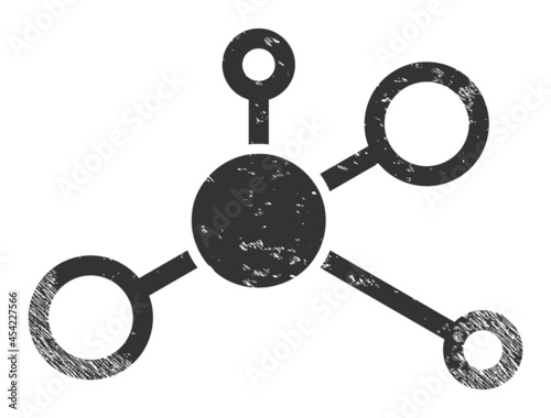 Distribution model icon with scratched effect. Isolated vector distribution model icon image with grunge rubber texture on a white background.