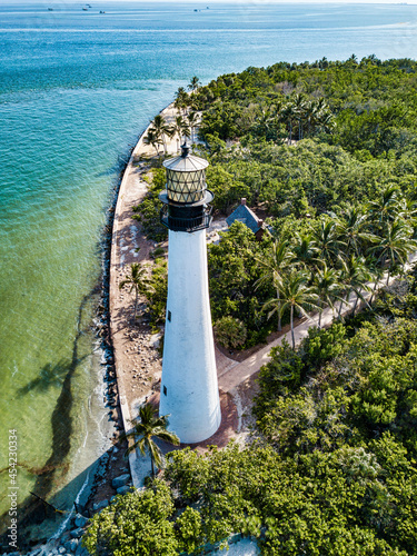 The Cape Florida Lighthouse from an aerial drone photo