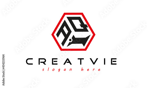 geometric monogram AQI letter  logo  design vector, business logo, icon shape logo, stylish logo template