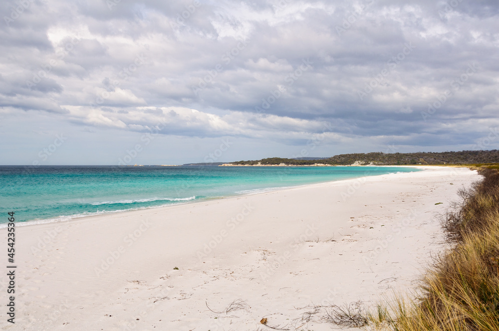 White sandy beach and crystal-clear water in Bay of Fires -  Taylors Beach, Tasmania, Australia