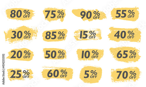 Set Sale off brush, special offer tags.