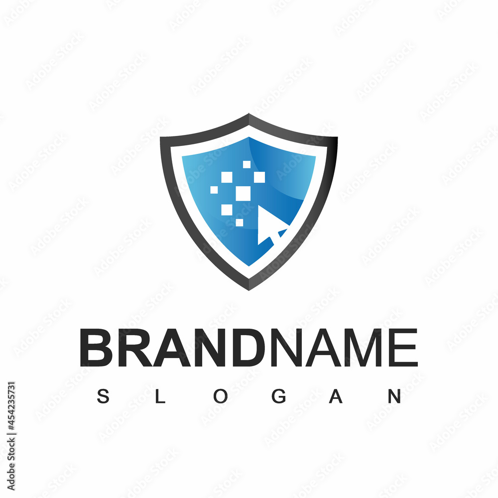 Shield Logo, Cyber Secure And Strong Symbol Shield Logo, Cyber Secure And Strong Symbol