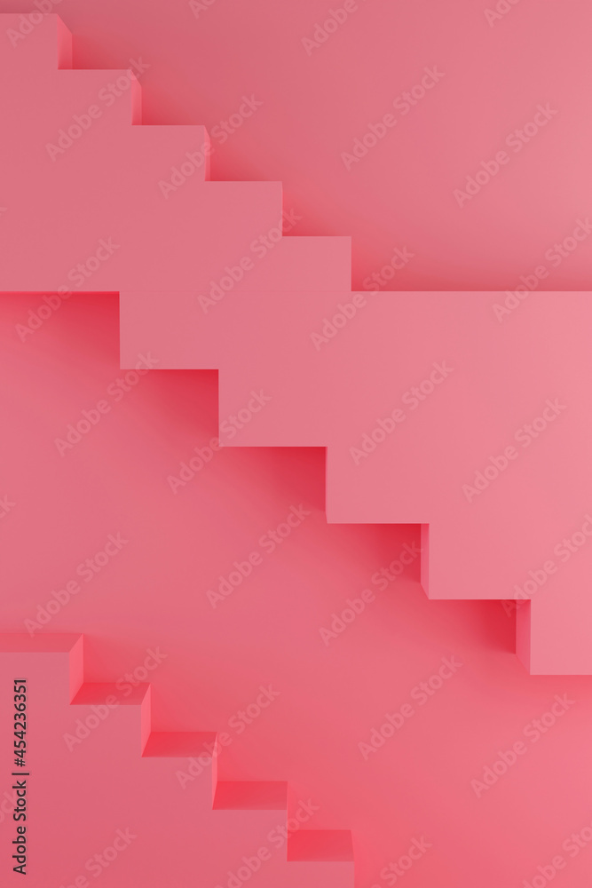Pink modern design template with stairs 3d render. Abstract 3d render mockup. Minimal style. Pink modern design template with stairs 3d render. Abstract 3d render mockup. Minimal style.