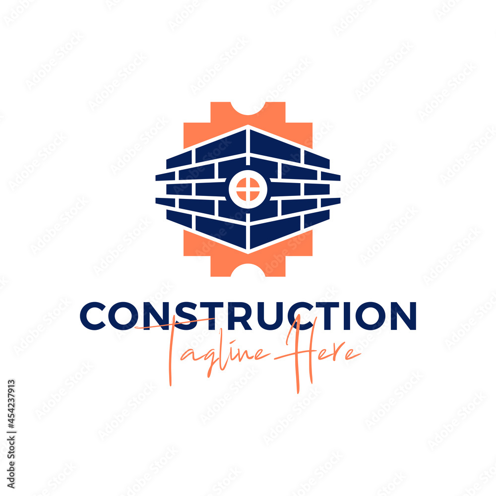brick construction inspiration illustration logo