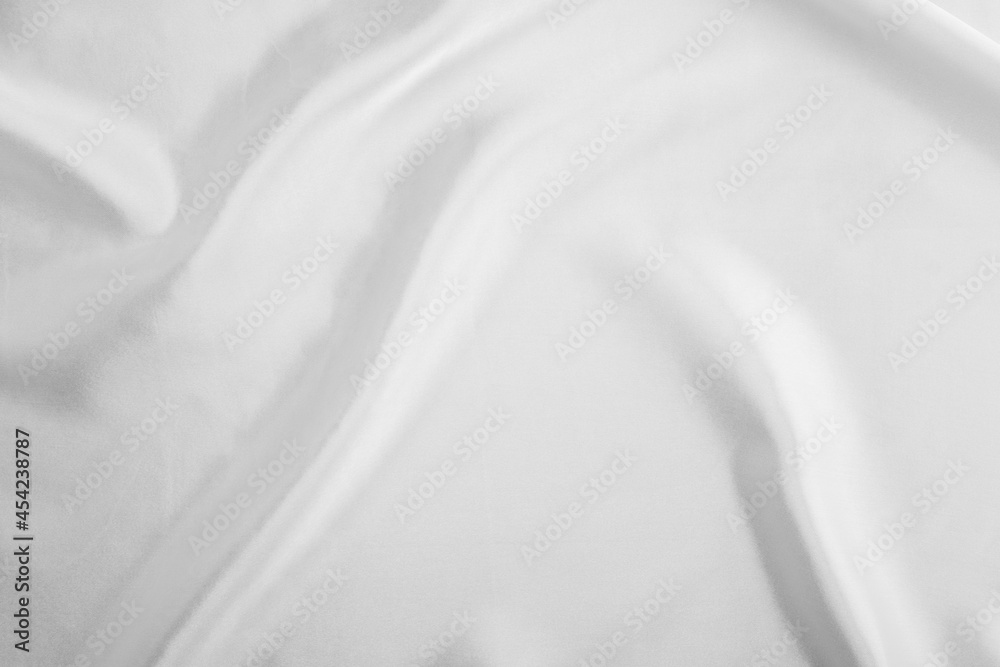 Naklejka premium White cloth background abstract with soft waves, closeup texture of cloth 