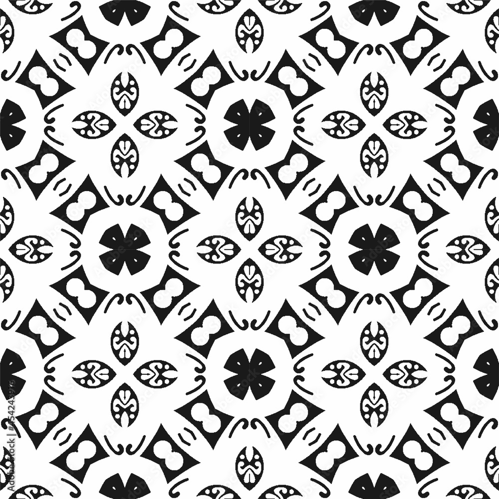 Fototapeta premium Seamless abstract black shape and line. Simple pattern ornament background
