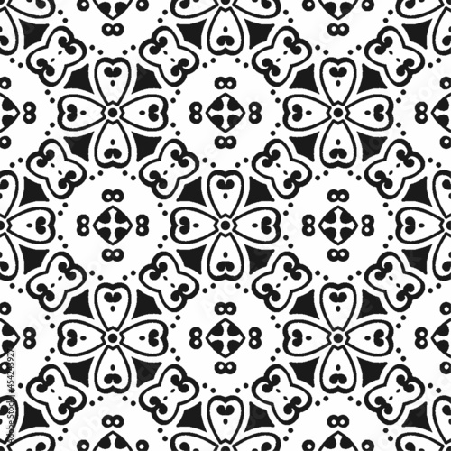 Seamless abstract black shape and line. Simple pattern ornament background