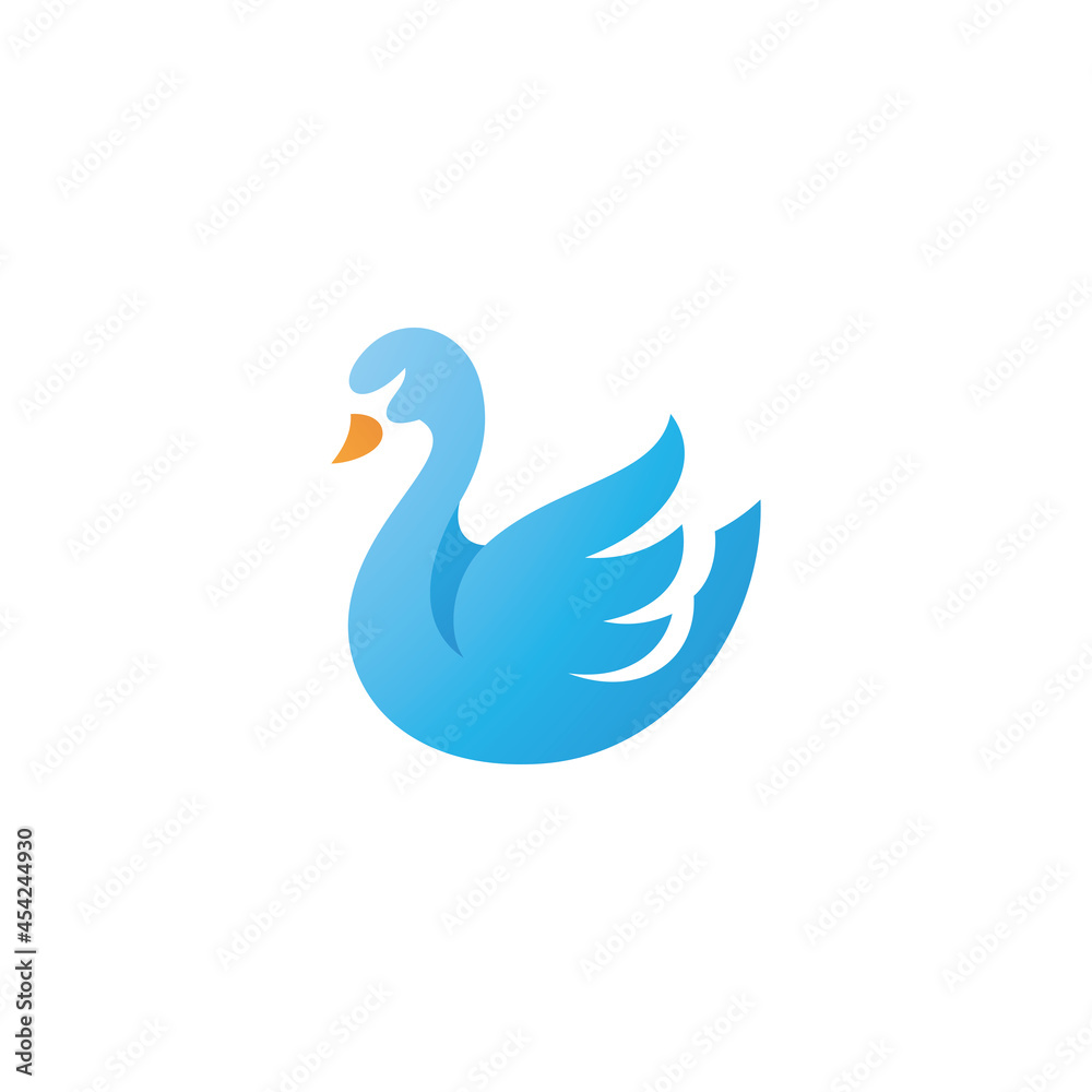 Obraz premium Modern Colorful Swan Goose Geese Bird Icon Logo Design