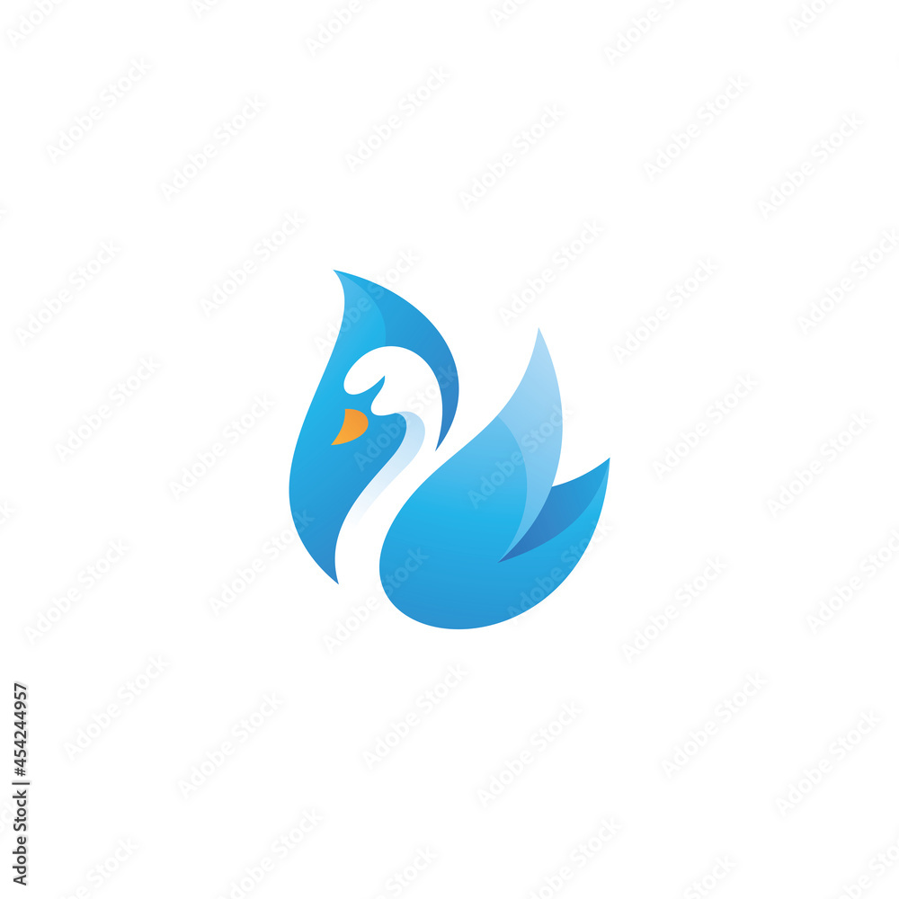 Modern Colorful Swan Goose Geese Bird Icon Logo Design