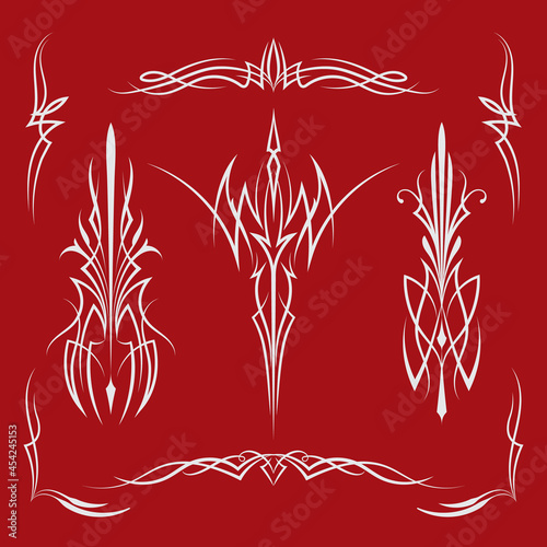 Pinstripe art old school motorcycle and car design art