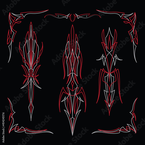 Pinstripe art old school Motorcycle and car vintage