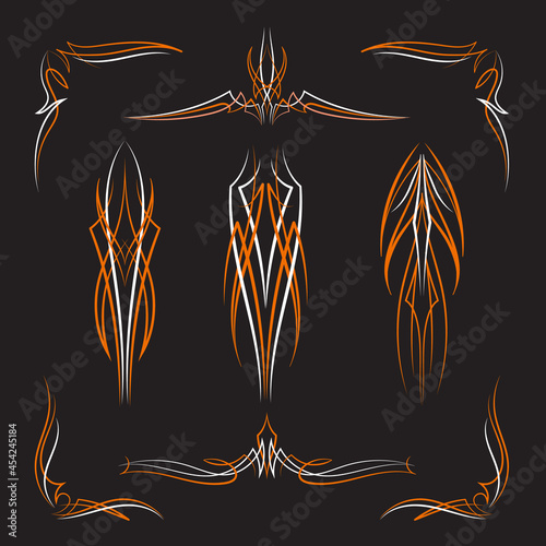 Pinstriping motorcycle and car design art old school vector Fototapet