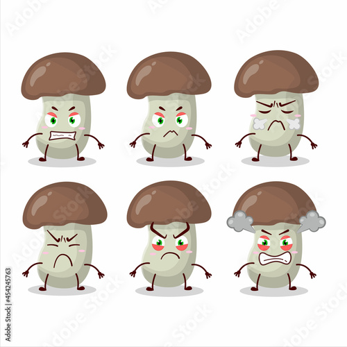 Cep mushroom cartoon character with various angry expressions