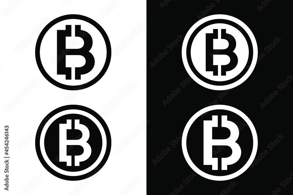 Bitcoin letters with circle in black and white for design concept. Very suitable in various business purposes, also for icon, logo symbol, brand name and many more.