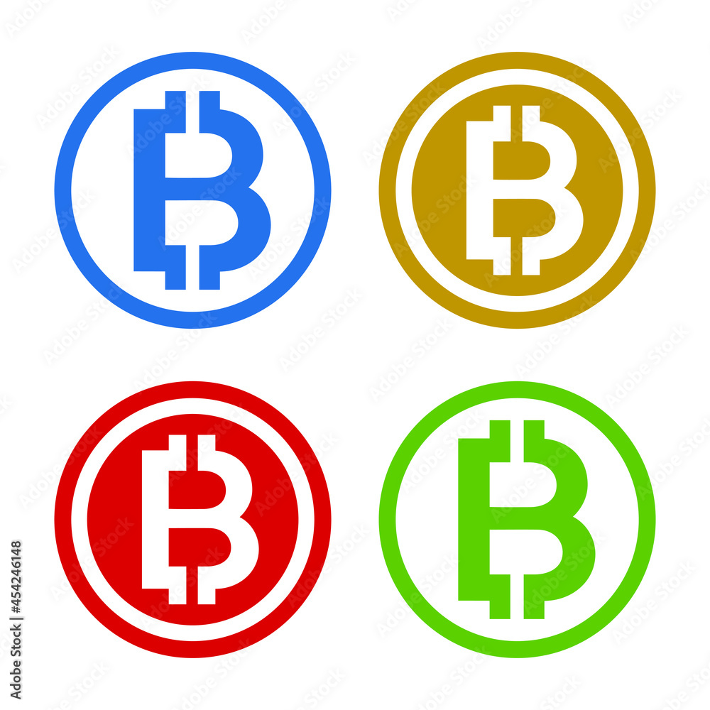 Bitcoin letters with circle in 4 color concept. Very suitable in various business purposes, also for icon, logo symbol, brand name and many more.