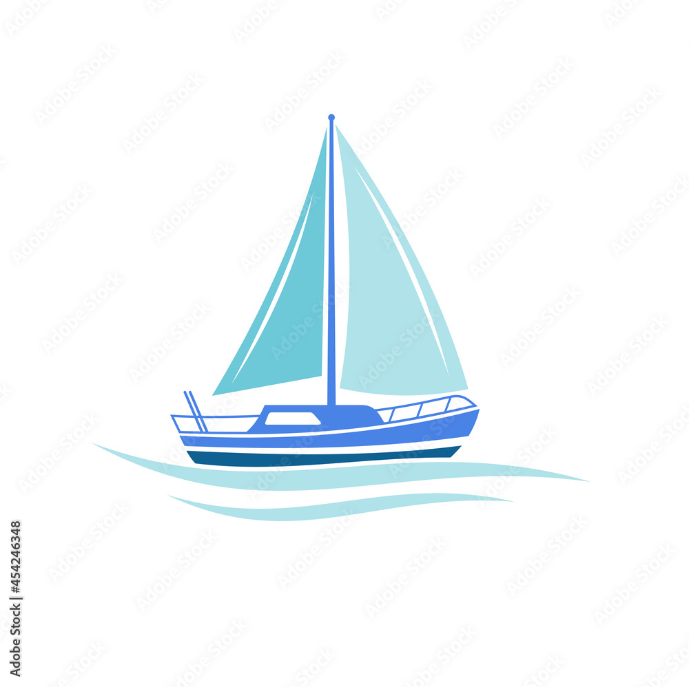 sailboat illustration, vector art.