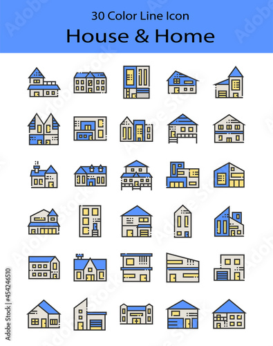 30 Color Line Icon for House and home, illustration vector design