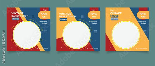 Vintage bakery shop for social media posts