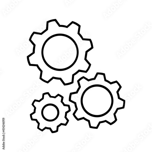 SUPPORT CENTER, GEAR ICON ISOLATED OUTLINE DRAWING
