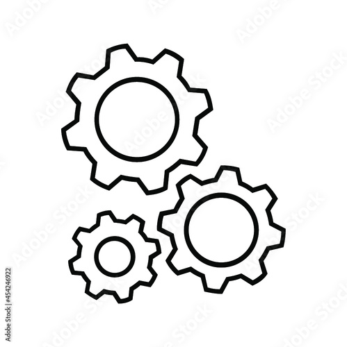 SUPPORT CENTER, GEAR ICON ISOLATED OUTLINE DRAWING photo