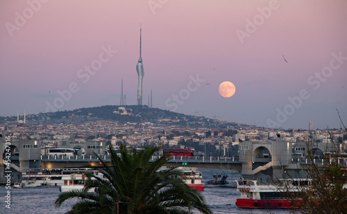 Moonrise in Istanbul - Istanbul, Turkey photo