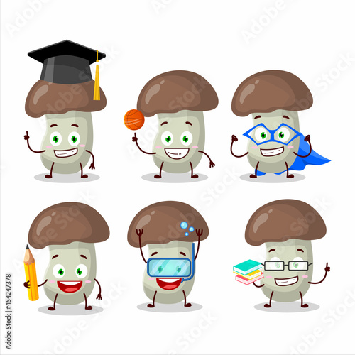 School student of cep mushroom cartoon character with various expressions
