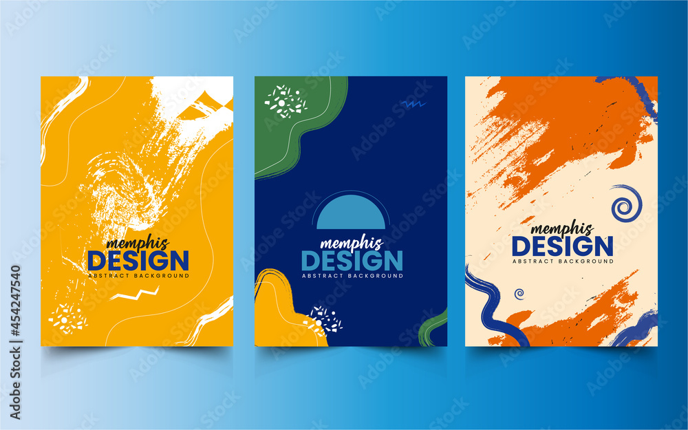 Naklejka premium Modern abstract Vivid autumn colorful covers minimal covers design. Colorful geometric background, vector illustration set