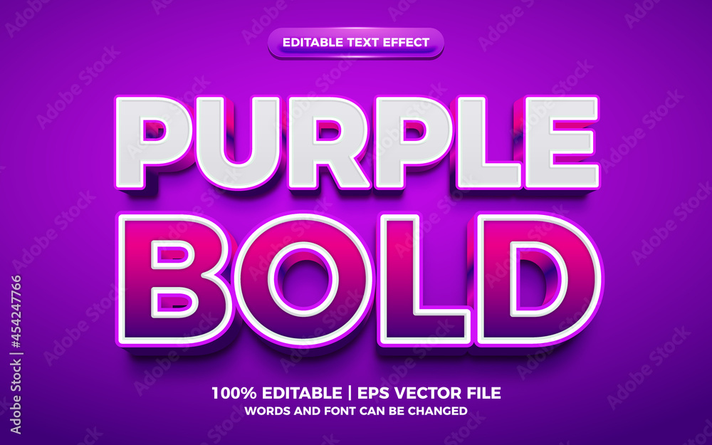 Purple bold 3d editable text effect