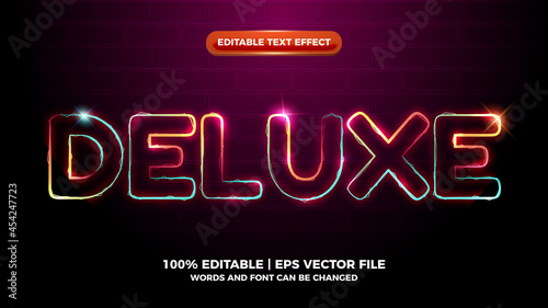 deluxe glowing colorful elictric wave editable text effect