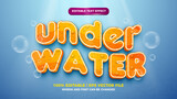 orange under water cartoon cute style 3d editable text effect template on deep sea background