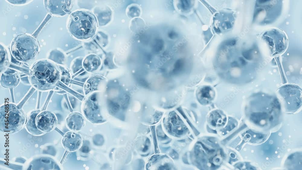 Scientific medical with atoms and molecules. Realistic cool molecule structure. 3d animation.