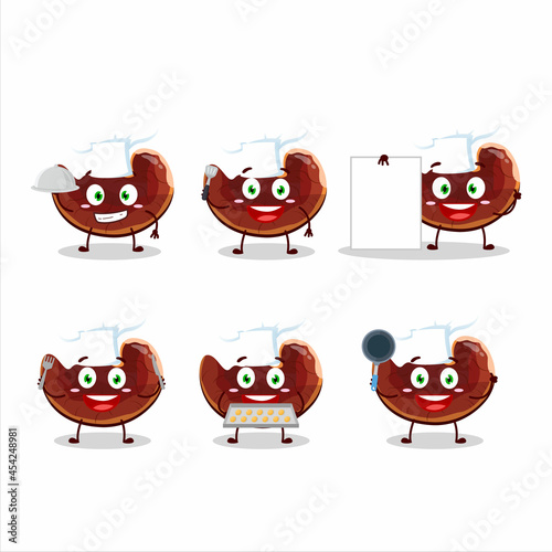 Cartoon character of lingzhi mushroom with various chef emoticons