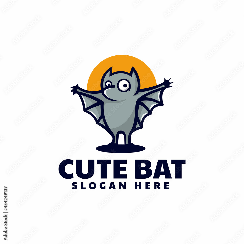 Vector Logo Illustration Cute Bat Mascot Cartoon Style. Vector Logo Illustration Cute Bat Mascot Cartoon Style.