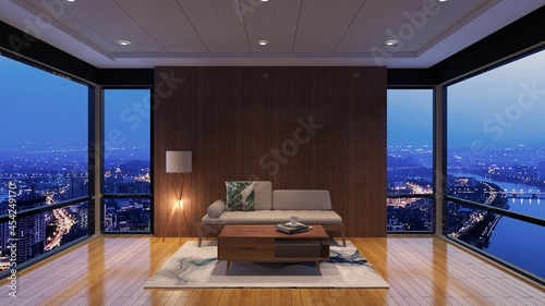 office wooden lobby waiting room for company wall logo mockup