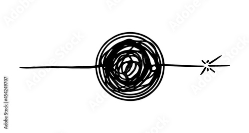hand drawn of tangle scrawl sketch.Abstract scribble, chaos doodle pattern. Vector illustration Isolated on white background