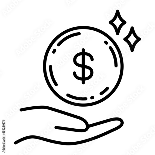 ドル　硬貨を受け取る手