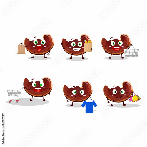 A Rich lingzhi mushroom mascot design style going shopping