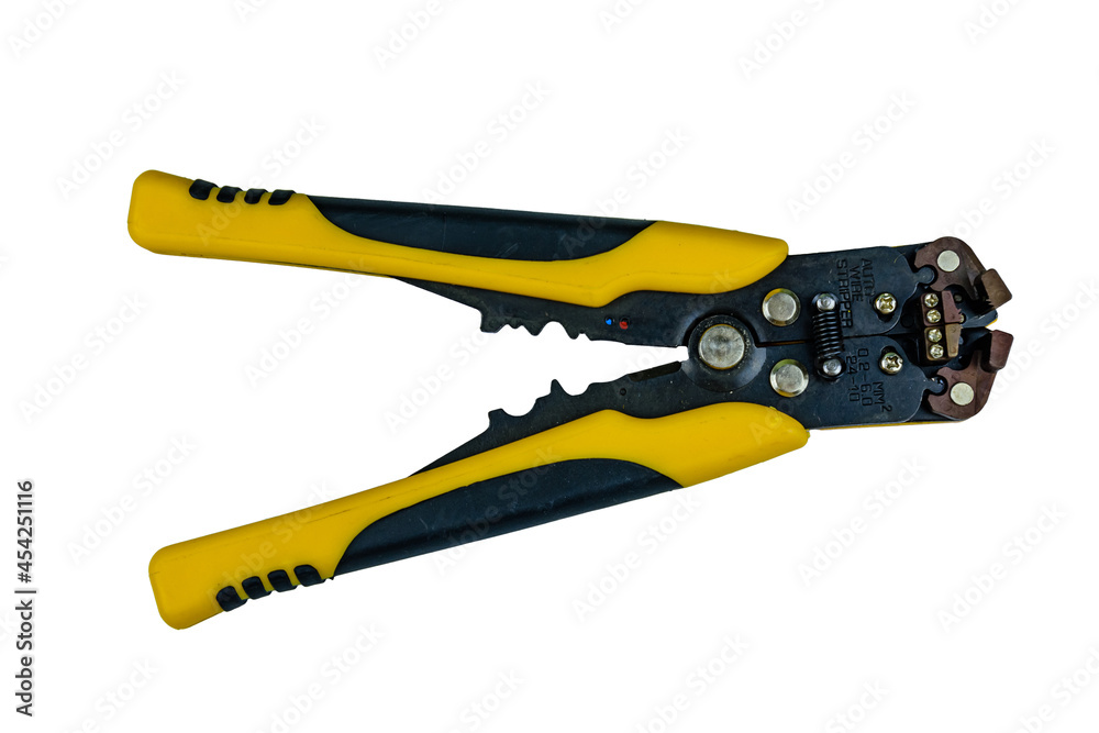 Yellow wire stripper isolated on a white background Yellow wire stripper isolated on a white background