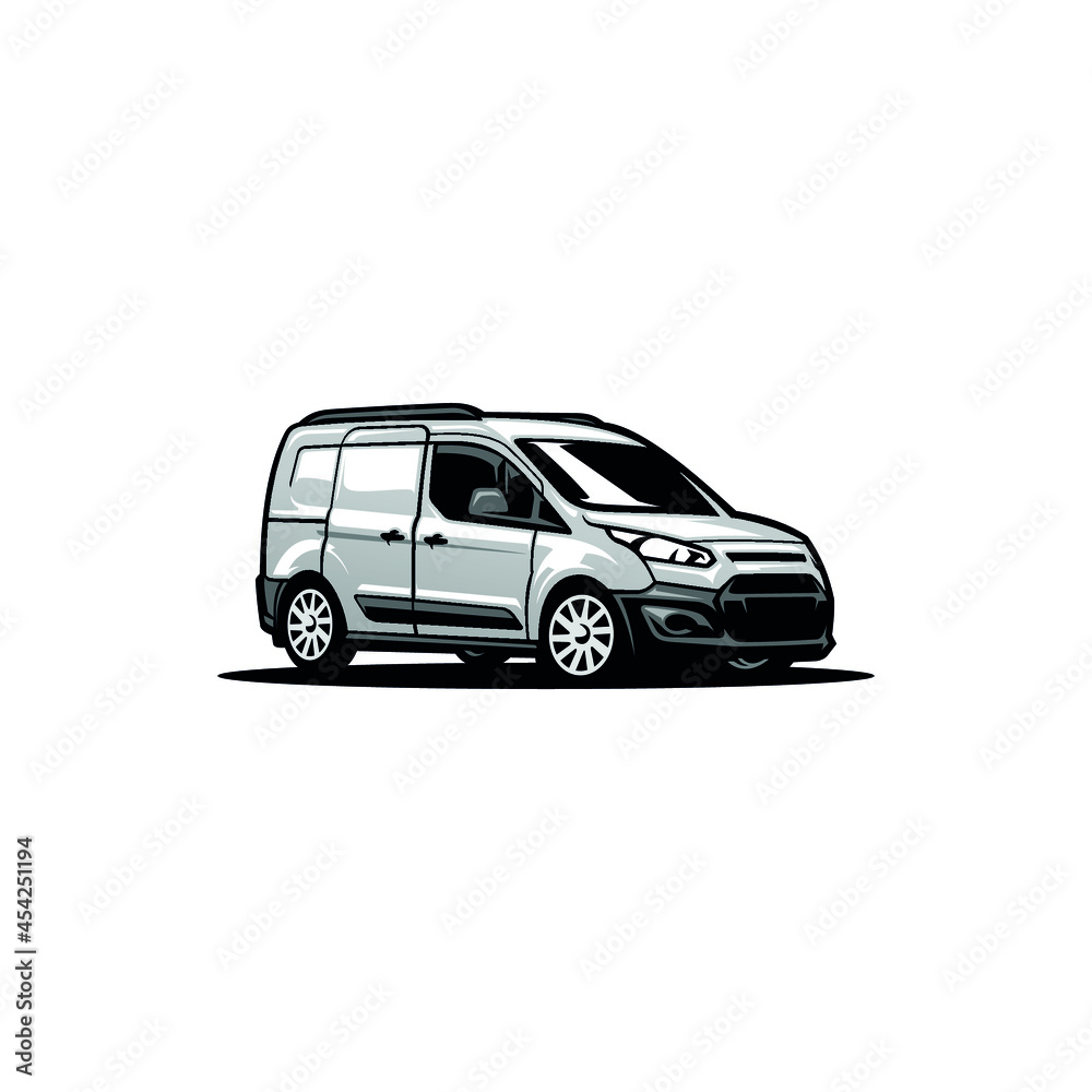 White commercial vehicle - delivery van - camper van isolated vector White commercial vehicle - delivery van - camper van isolated vector