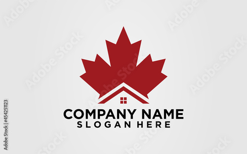 Maple canada home real estate logo icon template vector