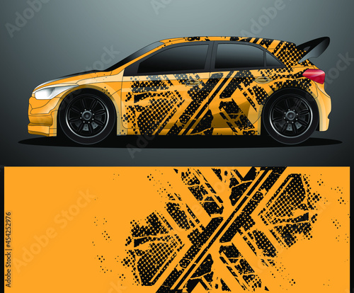 Rally car decal graphic wrap vector, abstract background