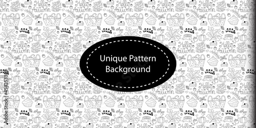 Autumn pattern background. For textile, wrapping paper, packaging. Vector pattern.outline autumn