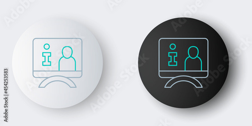 Line Television report icon isolated on grey background. TV news. Colorful outline concept. Vector