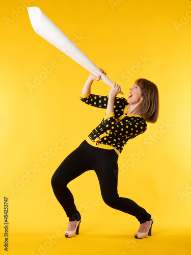 Woman is shouting something...